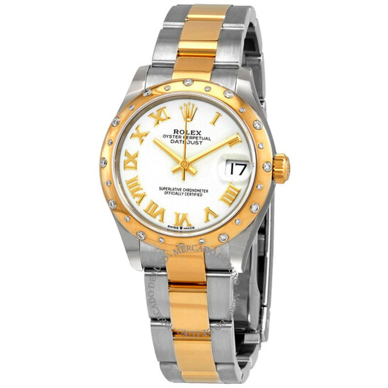 Relógio Oyster Datejust 31 automático com mostrador branco Ladies em aço e ouro amarelo 18k 31 mm - Mercado de Luxo - O Maior E-Commerce de Bens, Produtos e Serviços de Luxo do Brasil.
