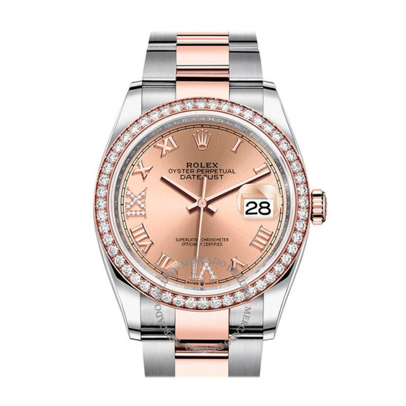 Relógio Oyster Datejust 36 automático com mostrador de diamante rosa Ladies em aço e ouro Everose 18K 36 mm - Mercado de Luxo - O Maior E-Commerce de Bens, Produtos e Serviços de Luxo do Brasil.