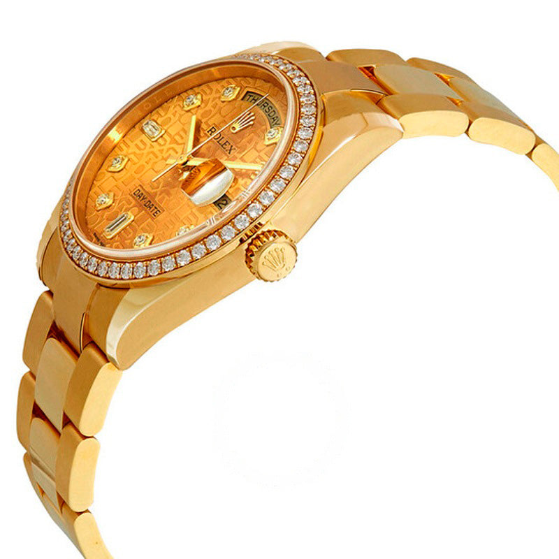 Relógio Oyster Day-Date 36 Champagne Jubilee Dial Automático com Diamantes Ladies em Ouro Amarelo 18k 36 mm - Mercado de Luxo - O Maior E-Commerce de Bens, Produtos e Serviços de Luxo do Brasil.