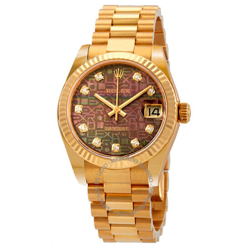 Relógio Datejust 31 com mostrador de diamante e madrepérola preta Jubilee President Ladies  - Mercado de Luxo - O Maior E-Commerce de Bens, Produtos e Serviços de Luxo do Brasil.
