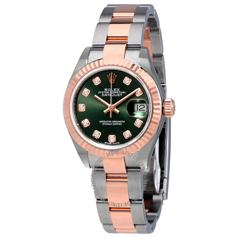Relógio Oyster Perpetual Datejust Verde Oliva com Mostrador de Diamante Ladies 28 mm - Mercado de Luxo - O Maior E-Commerce de Bens, Produtos e Serviços de Luxo do Brasil.