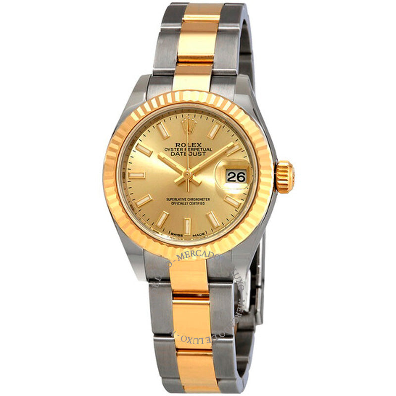Relógio Oyster Datejust Automático com Mostrador Champagne Ladies em Aço e Ouro Amarelo 18k 28 mm - Mercado de Luxo - O Maior E-Commerce de Bens, Produtos e Serviços de Luxo do Brasil.