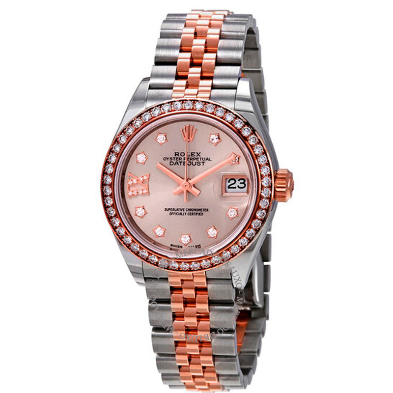 Relógio Lady Datejust Sundust com mostrador de diamantes e aço Jubile 18 quilates Ladies 28 mm - Mercado de Luxo - O Maior E-Commerce de Bens, Produtos e Serviços de Luxo do Brasil.