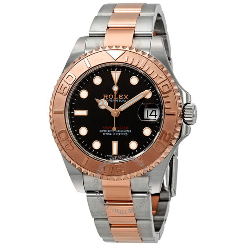 Relógio Oyster Yacht-Master 37 automático com mostrador preto Ladies em aço e ouro Everose 18K 37 mm - Mercado de Luxo - O Maior E-Commerce de Bens, Produtos e Serviços de Luxo do Brasil.