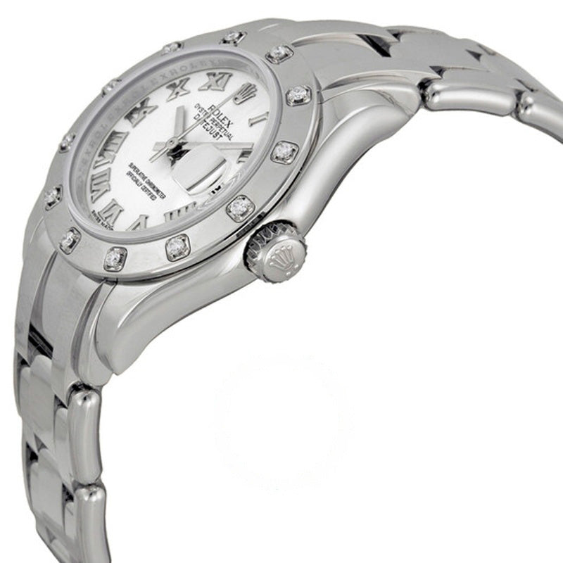 Relógio Lady-Datejust Pearlmaster Mostrador Branco Ouro Branco 18K Automático 29 mm - Mercado de Luxo - O Maior E-Commerce de Bens, Produtos e Serviços de Luxo do Brasil.