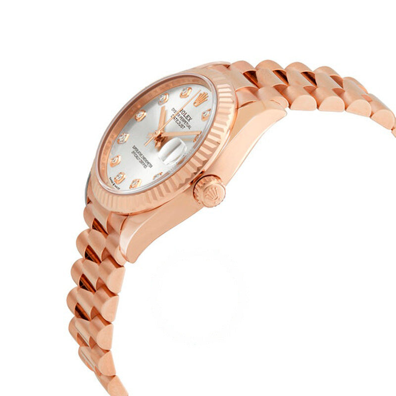 Relógio Datejust 31 Automático Ouro Everose 18k Mostrador Prateado com Diamantes 31 mm - Mercado de Luxo - O Maior E-Commerce de Bens, Produtos e Serviços de Luxo do Brasil.