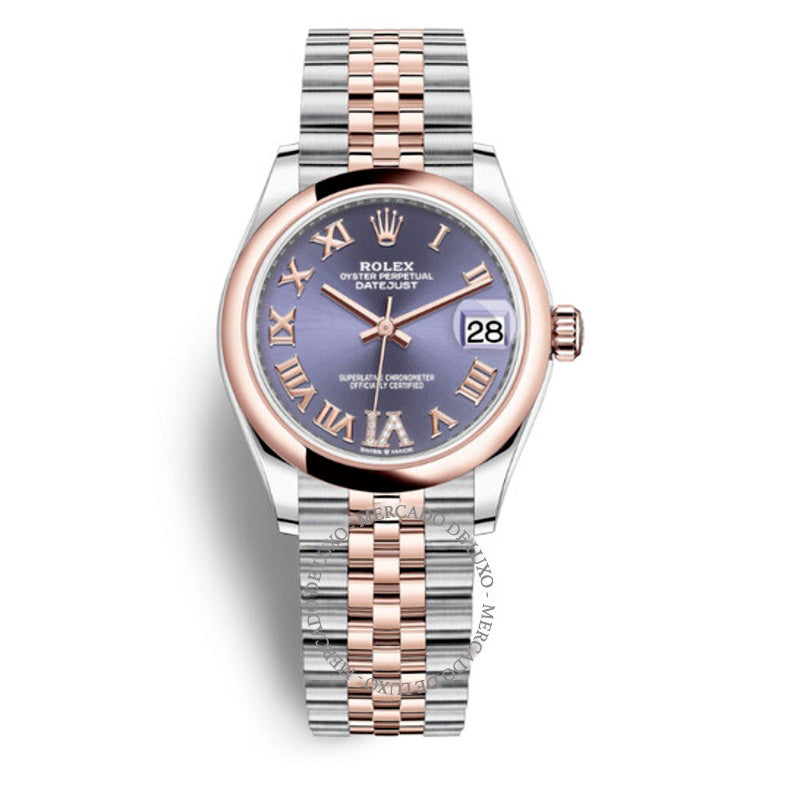 Relógio Oyster Datejust 31 Aubergine Dial Automático em Aço e Ouro Everose 18k 31 mm - Mercado de Luxo - O Maior E-Commerce de Bens, Produtos e Serviços de Luxo do Brasil.