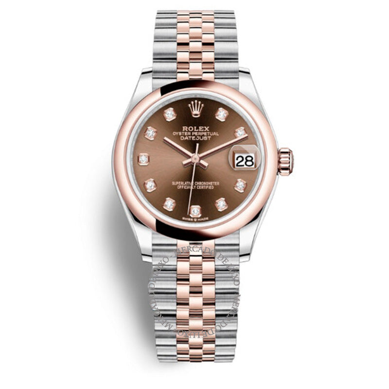 Relógio Datejust 31 com mostrador de diamantes chocolate e automático em aço e ouro Everose 18k Jubilee  - Mercado de Luxo - O Maior E-Commerce de Bens, Produtos e Serviços de Luxo do Brasil.