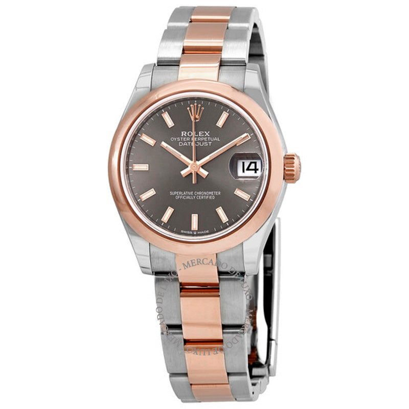 Relógio Oyster Datejust 31 automático com mostrador de ródio escuro em aço e ouro Everose 18k  - Mercado de Luxo - O Maior E-Commerce de Bens, Produtos e Serviços de Luxo do Brasil.