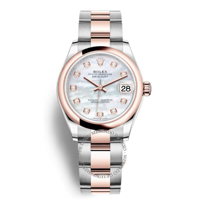 Relógio Oyster Datejust 31 automático em aço e ouro Everose 18k com mostrador em madrepérola 31 mm - Mercado de Luxo - O Maior E-Commerce de Bens, Produtos e Serviços de Luxo do Brasil.