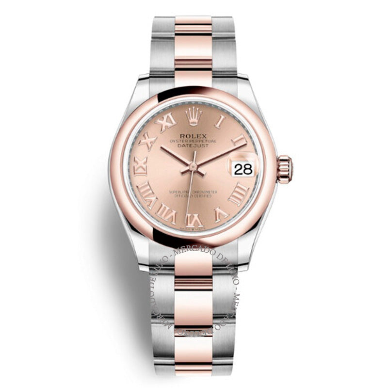 Relógio Oyster automático Datejust 31 com mostrador rosa em aço e ouro Everose 18k 31 mm - Mercado de Luxo - O Maior E-Commerce de Bens, Produtos e Serviços de Luxo do Brasil.