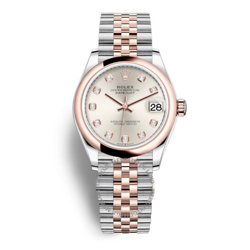 Relógio Jubilee Datejust 31 com mostrador de diamantes em prata e aço automático e ouro Everose 18k 31 mm - Mercado de Luxo - O Maior E-Commerce de Bens, Produtos e Serviços de Luxo do Brasil.