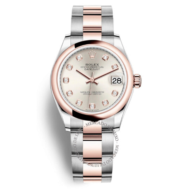 Relógio Oyster Datejust 31 automático em aço e ouro Everose 18k com mostrador de diamantes 31 mm - Mercado de Luxo - O Maior E-Commerce de Bens, Produtos e Serviços de Luxo do Brasil.