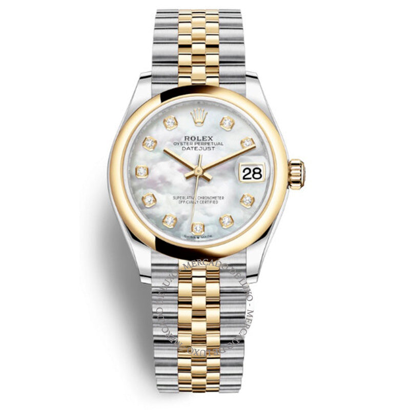 Relógio Jubilee Datejust 31 com mostrador de diamante e madrepérola em aço e ouro amarelo 18k 31 mm - Mercado de Luxo - O Maior E-Commerce de Bens, Produtos e Serviços de Luxo do Brasil.