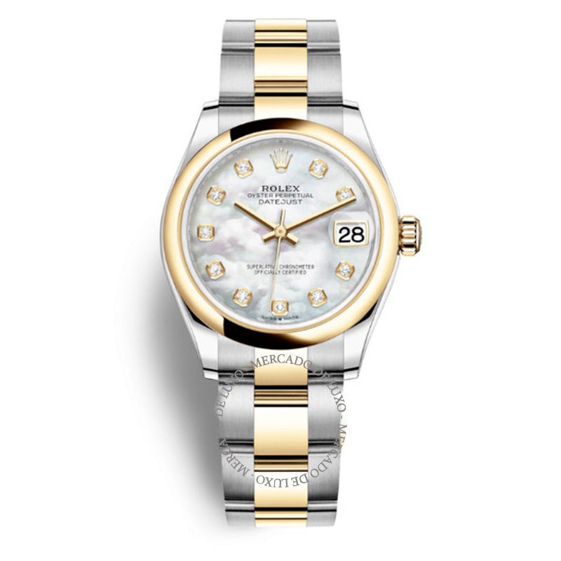 Relógio Jubilee Datejust 31 com mostrador de diamante e madrepérola em aço e ouro amarelo 18k 31 mm - Mercado de Luxo - O Maior E-Commerce de Bens, Produtos e Serviços de Luxo do Brasil.
