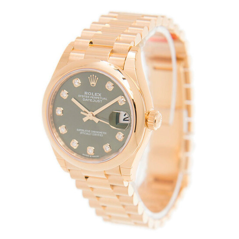 Relógio Datejust 31 automático em ouro amarelo 18k com mostrador de diamante verde oliva e presidente 31 mm - Mercado de Luxo - O Maior E-Commerce de Bens, Produtos e Serviços de Luxo do Brasil.