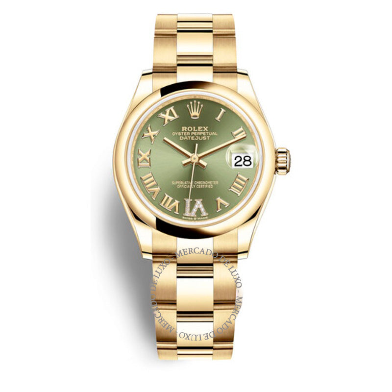 Relógio Oyster Datejust 31 automático mostrador verde-oliva ouro amarelo 18k 31 mm - Mercado de Luxo - O Maior E-Commerce de Bens, Produtos e Serviços de Luxo do Brasil.