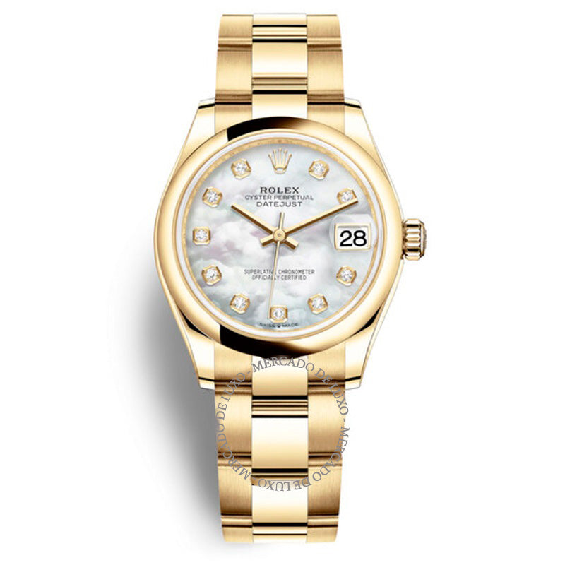 Relógio Oyster Datejust 31 com Diamantes em Madrepérola e Ouro Amarelo 18k 31 mm - Mercado de Luxo - O Maior E-Commerce de Bens, Produtos e Serviços de Luxo do Brasil.