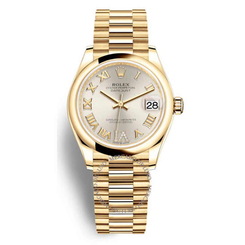 Relógio Datejust 31 automático mostrador prateado ouro amarelo 18k President 31 mm - Mercado de Luxo - O Maior E-Commerce de Bens, Produtos e Serviços de Luxo do Brasil.