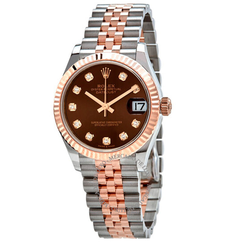 Relógio Datejust 31 Chocolate Diamond Dial Automático em Aço e Ouro Everose 18k Jubilee  - Mercado de Luxo - O Maior E-Commerce de Bens, Produtos e Serviços de Luxo do Brasil.