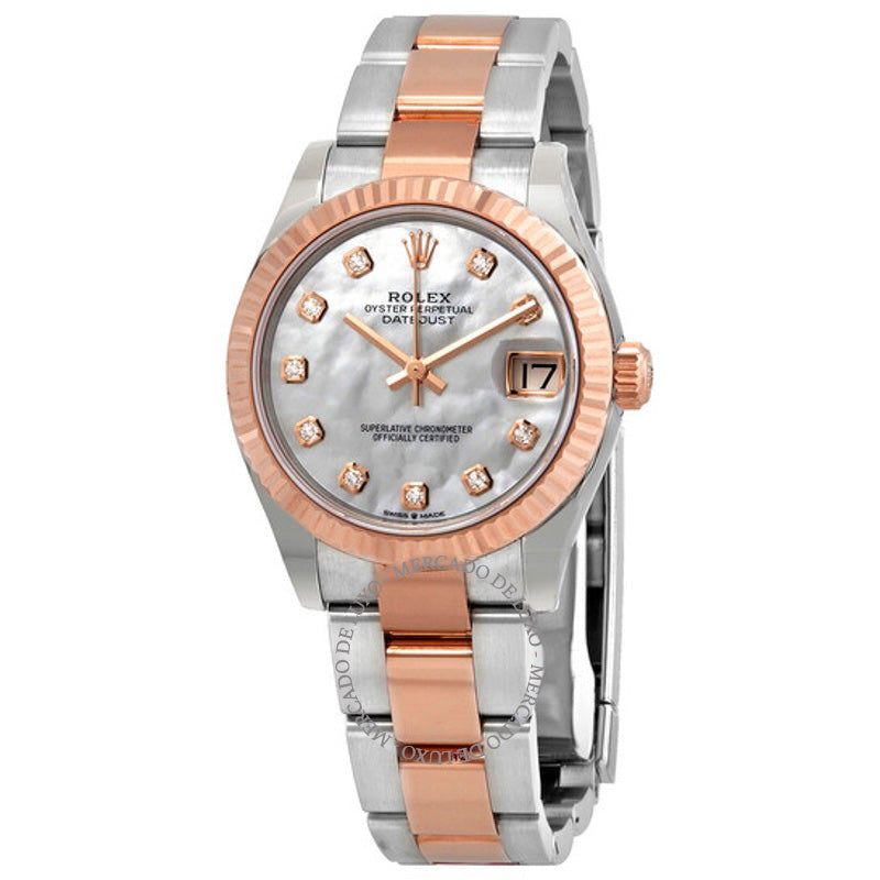 Relógio Datejust 31 Oyster Automático em Aço e Ouro Everose 18k com Mostrador de Diamante e Madrepérola 31 mm - Mercado de Luxo - O Maior E-Commerce de Bens, Produtos e Serviços de Luxo do Brasil.