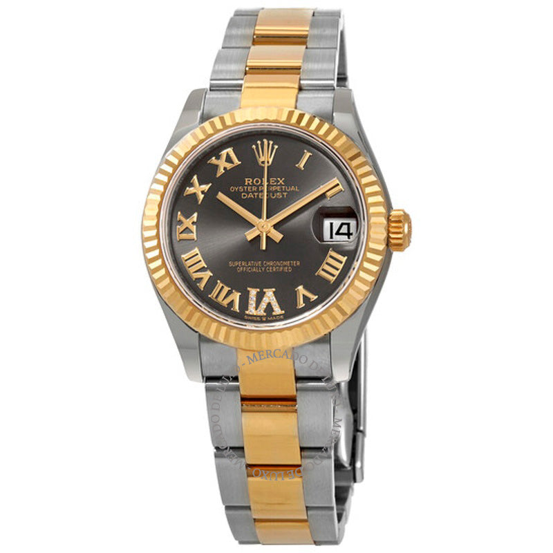 Relógio Datejust 31 Mostrador Cinza Escuro Automático Aço e Ouro Amarelo 18k Oyster 27827  - Mercado de Luxo - O Maior E-Commerce de Bens, Produtos e Serviços de Luxo do Brasil.