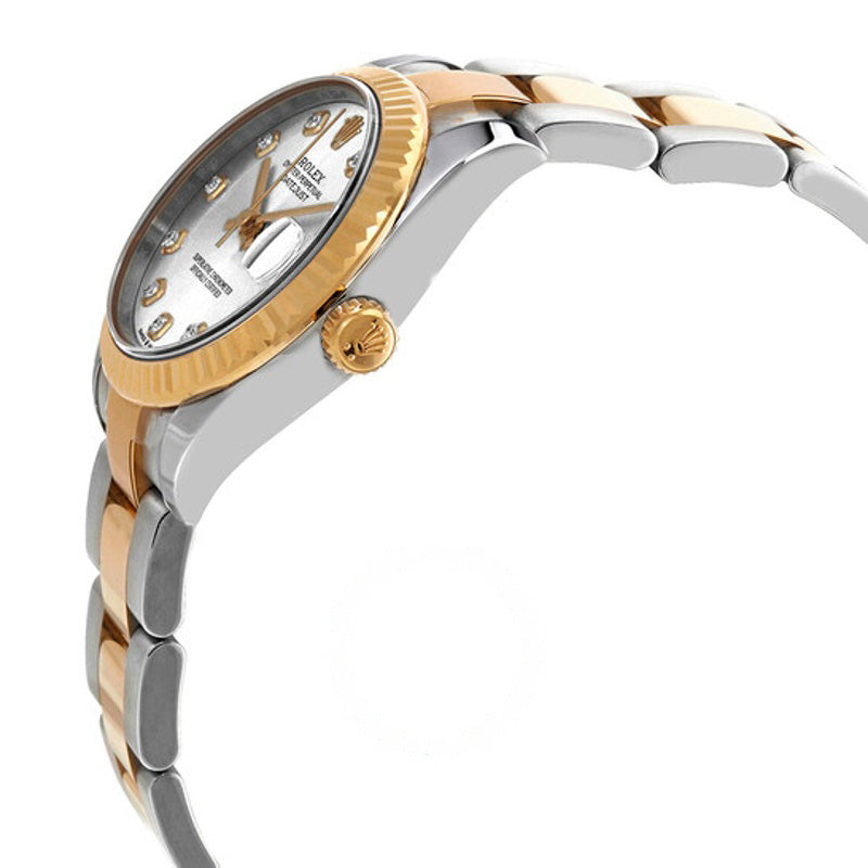 Relógio Oyster Datejust 31 automático em aço e ouro amarelo 18k com mostrador de diamantes e prata 31 mm - Mercado de Luxo - O Maior E-Commerce de Bens, Produtos e Serviços de Luxo do Brasil.