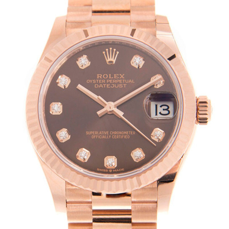 Relógio Datejust 31 Chocolate Diamond Dial em Ouro Everose 18k President 31 mm - Mercado de Luxo - O Maior E-Commerce de Bens, Produtos e Serviços de Luxo do Brasil.