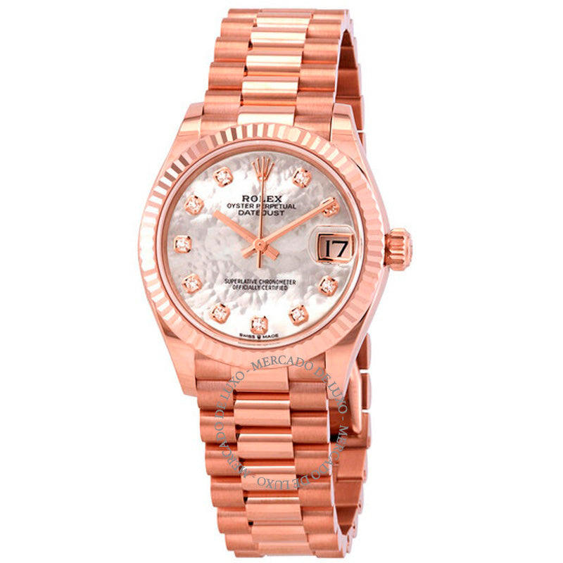 Relógio Datejust 31 com mostrador de diamante e madrepérola em ouro Everose 18k  - Mercado de Luxo - O Maior E-Commerce de Bens, Produtos e Serviços de Luxo do Brasil.