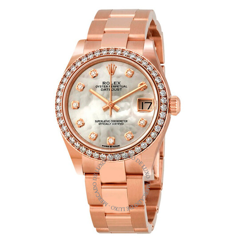 Relógio Datejust 31 automático madrepérola com mostrador de diamante ouro Everose 18 quilates President 31 mm - Mercado de Luxo - O Maior E-Commerce de Bens, Produtos e Serviços de Luxo do Brasil.