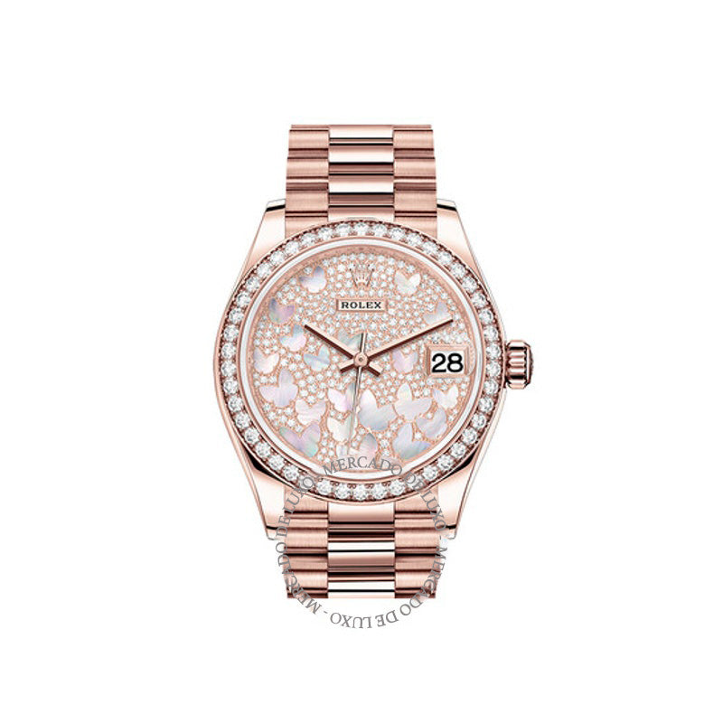 Relógio Datejust 31 automático madrepérola borboleta diamante pavê ouro Everose 18 quilates President 31 mm - Mercado de Luxo - O Maior E-Commerce de Bens, Produtos e Serviços de Luxo do Brasil.