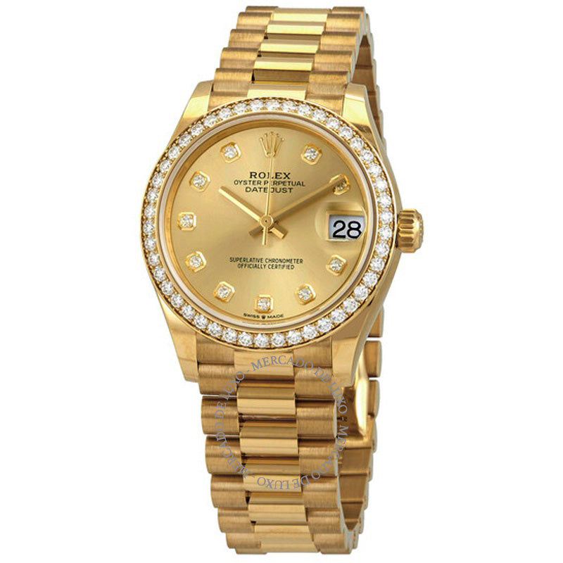 Relógio Datejust 31 Champagne Diamond Dail em Ouro Amarelo 18k President 31 mm - Mercado de Luxo - O Maior E-Commerce de Bens, Produtos e Serviços de Luxo do Brasil.