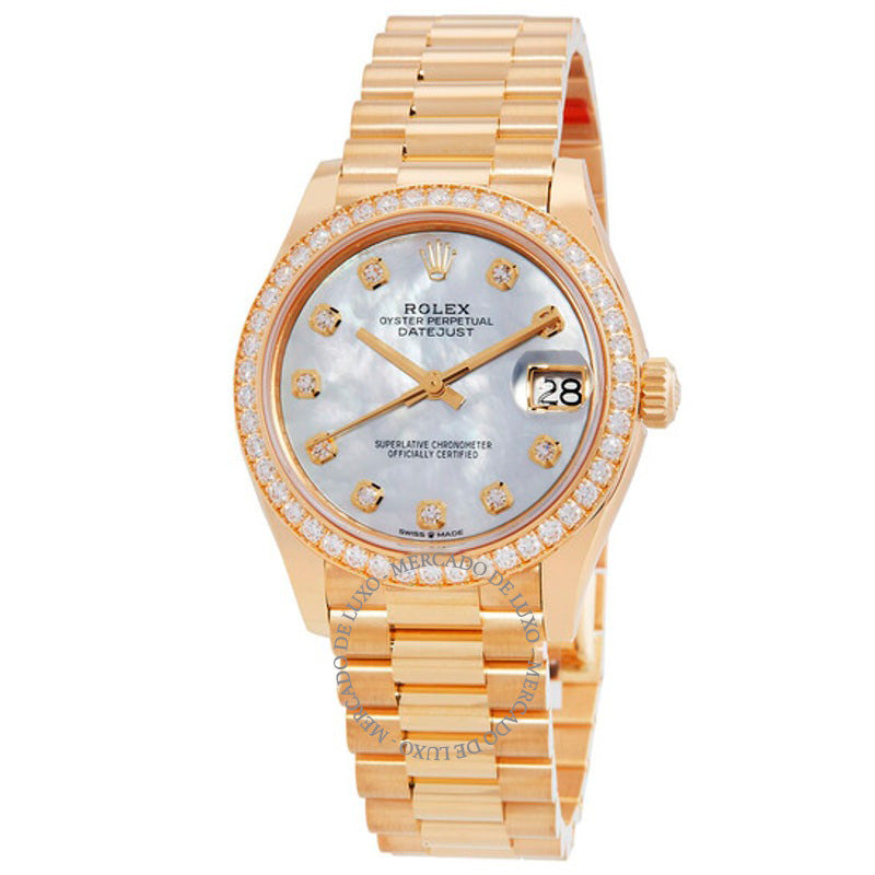 Relógio Datejust 31 com madrepérola e diamantes ouro amarelo 18k President 31 mm - Mercado de Luxo - O Maior E-Commerce de Bens, Produtos e Serviços de Luxo do Brasil.