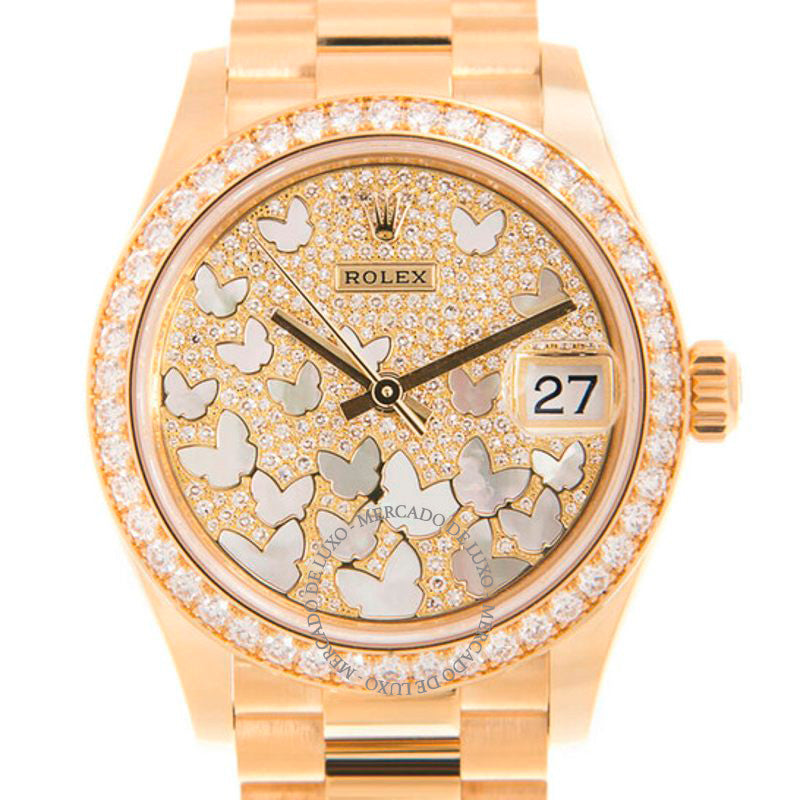 Relógio Datejust 31 com mostrador de diamante e madrepérola e borboleta 31 mm - Mercado de Luxo - O Maior E-Commerce de Bens, Produtos e Serviços de Luxo do Brasil.