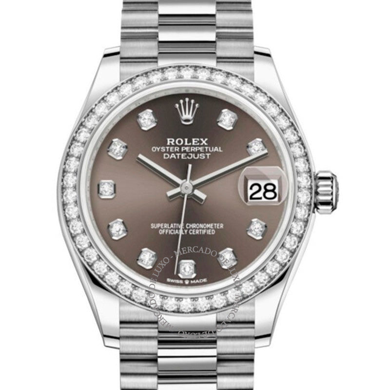 Relógio Datejust 31 com mostrador de diamante cinza escuro e ouro branco 18k 31 mm - Mercado de Luxo - O Maior E-Commerce de Bens, Produtos e Serviços de Luxo do Brasil.