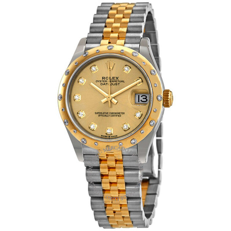 Relógio Datejust 31 Champagne Diamond Dial Automático em Aço e Ouro Amarelo 18k Jubilee 31 mm - Mercado de Luxo - O Maior E-Commerce de Bens, Produtos e Serviços de Luxo do Brasil.