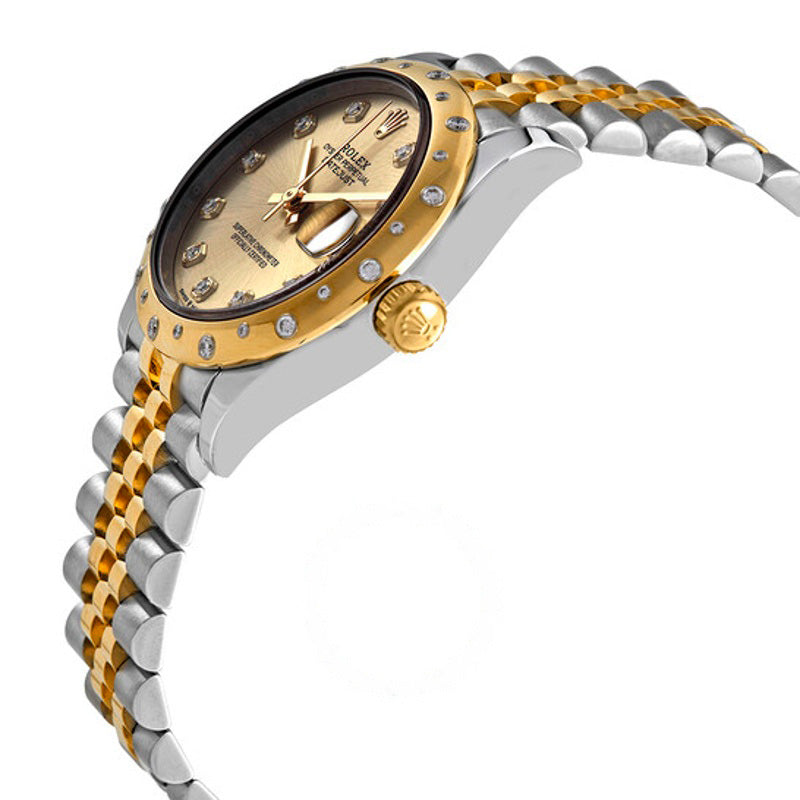 Relógio Datejust 31 Champagne Diamond Dial Automático em Aço e Ouro Amarelo 18k Jubilee 31 mm - Mercado de Luxo - O Maior E-Commerce de Bens, Produtos e Serviços de Luxo do Brasil.