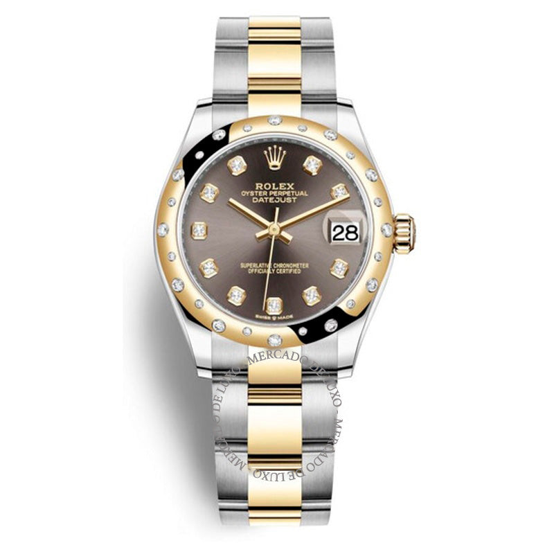 Relógio Datejust 31 Oyster Automático em Aço e Ouro Amarelo 18k com Mostrador de Diamante Cinza Escuro 31 mm - Mercado de Luxo - O Maior E-Commerce de Bens, Produtos e Serviços de Luxo do Brasil.