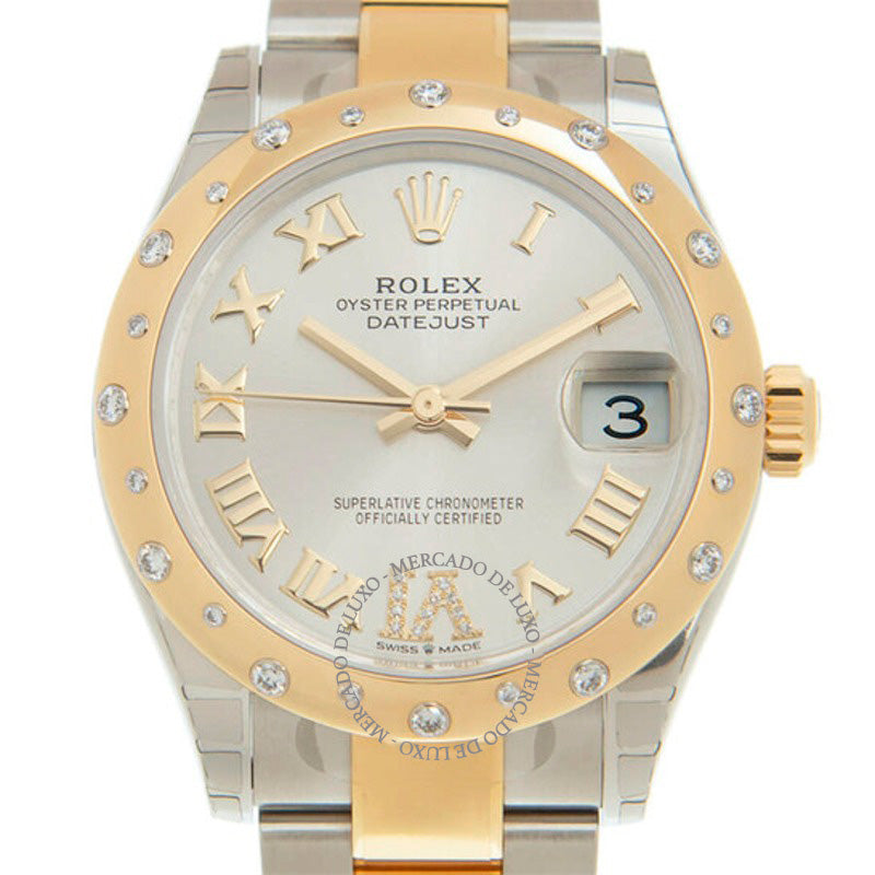 Relógio Oyster Datejust 31 automático em aço e ouro amarelo 18k com mostrador prateado 31 mm - Mercado de Luxo - O Maior E-Commerce de Bens, Produtos e Serviços de Luxo do Brasil.