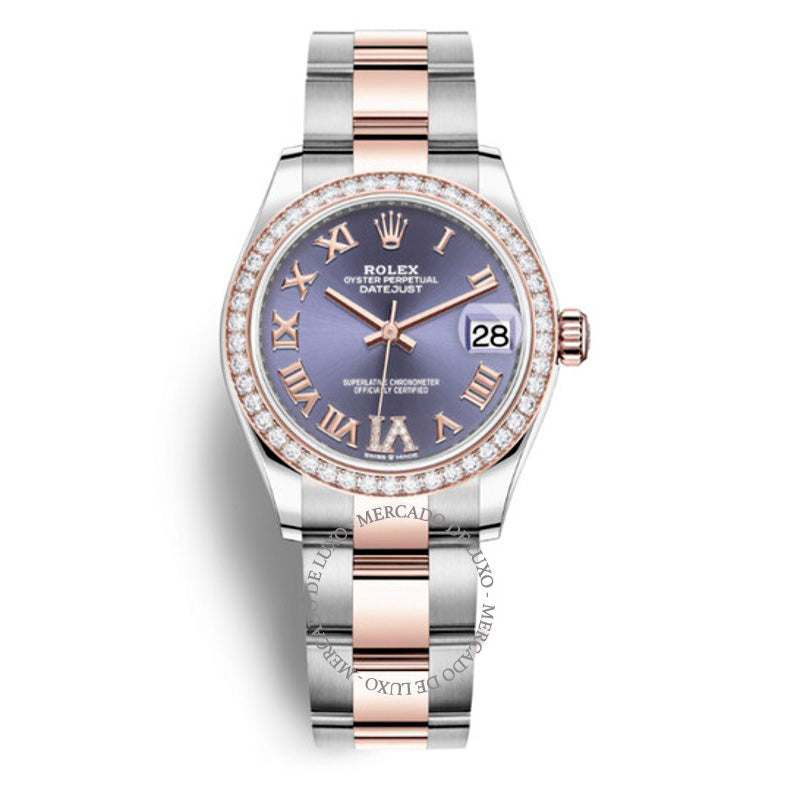 Relógio Datejust Aubergine Dial Automático em Aço e Ouro Everose Oyster 31 mm - Mercado de Luxo - O Maior E-Commerce de Bens, Produtos e Serviços de Luxo do Brasil.