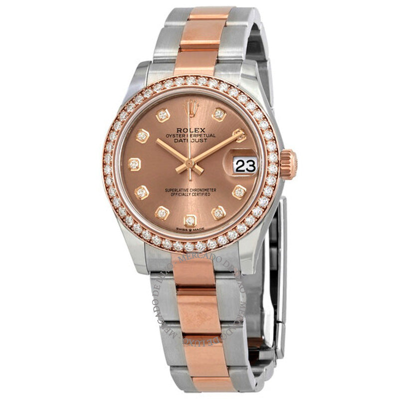 Relógio Oyster automático Datejust 31 com mostrador de diamantes rosa e aço e ouro Everose 31 mm - Mercado de Luxo - O Maior E-Commerce de Bens, Produtos e Serviços de Luxo do Brasil.