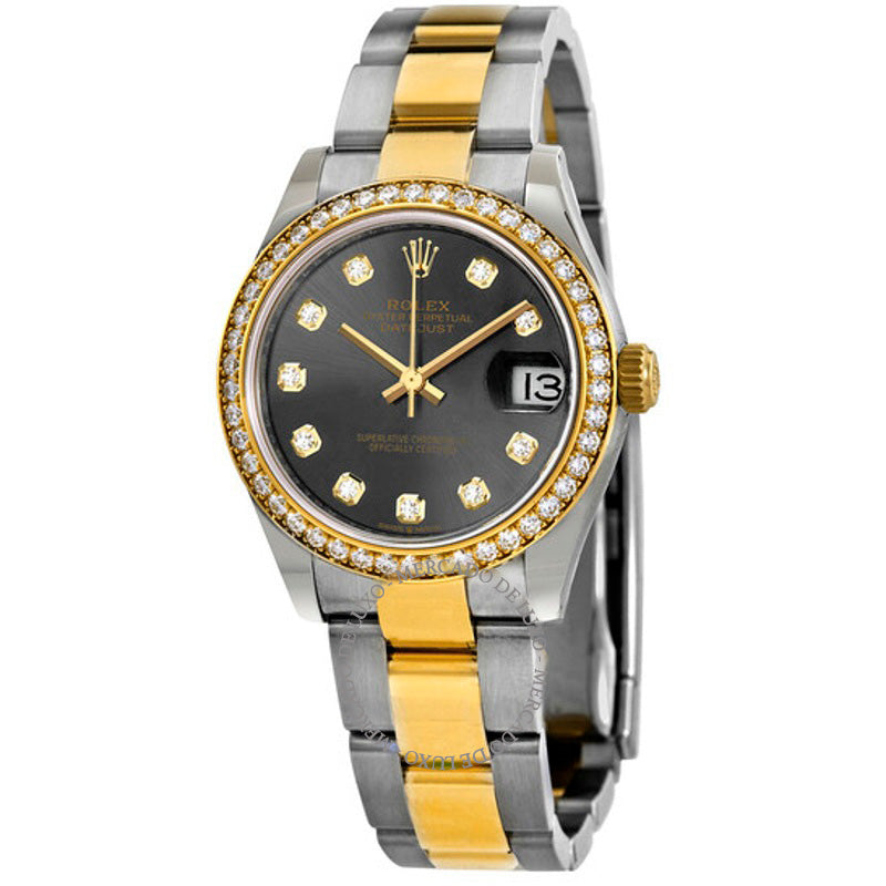 Relógio Oyster Datejust 31 com mostrador de diamante cinza para mulheres em aço e ouro amarelo 18k  - Mercado de Luxo - O Maior E-Commerce de Bens, Produtos e Serviços de Luxo do Brasil.