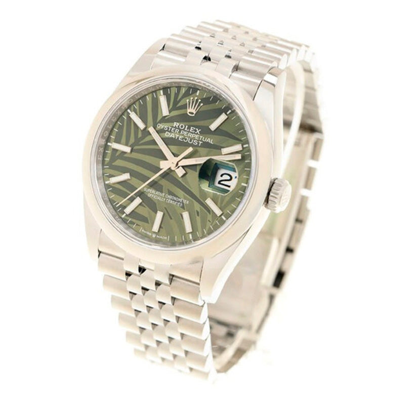 Relógio Datejust 36 Automático Verde Oliva Palm 36 mm - Mercado de Luxo - O Maior E-Commerce de Bens, Produtos e Serviços de Luxo do Brasil.
