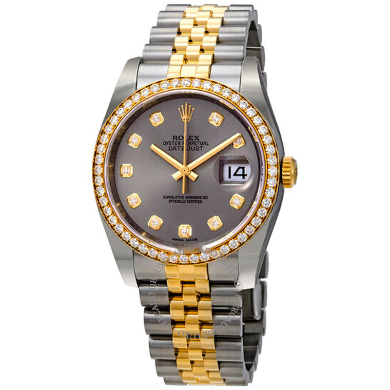 Relógio Jubilee automático em aço e ouro amarelo 18k com mostrador de diamante cinza  - Mercado de Luxo - O Maior E-Commerce de Bens, Produtos e Serviços de Luxo do Brasil.