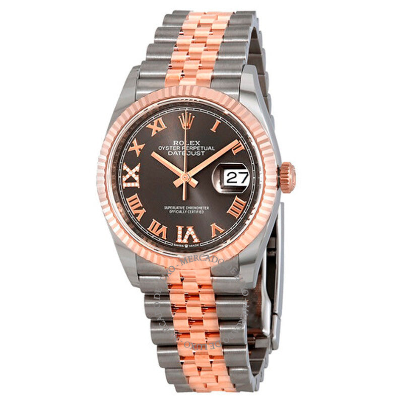Relógio Jubilee Datejust 36 com mostrador de diamantes em ródio escuro e aço e ouro Everose 18k 36 mm - Mercado de Luxo - O Maior E-Commerce de Bens, Produtos e Serviços de Luxo do Brasil.