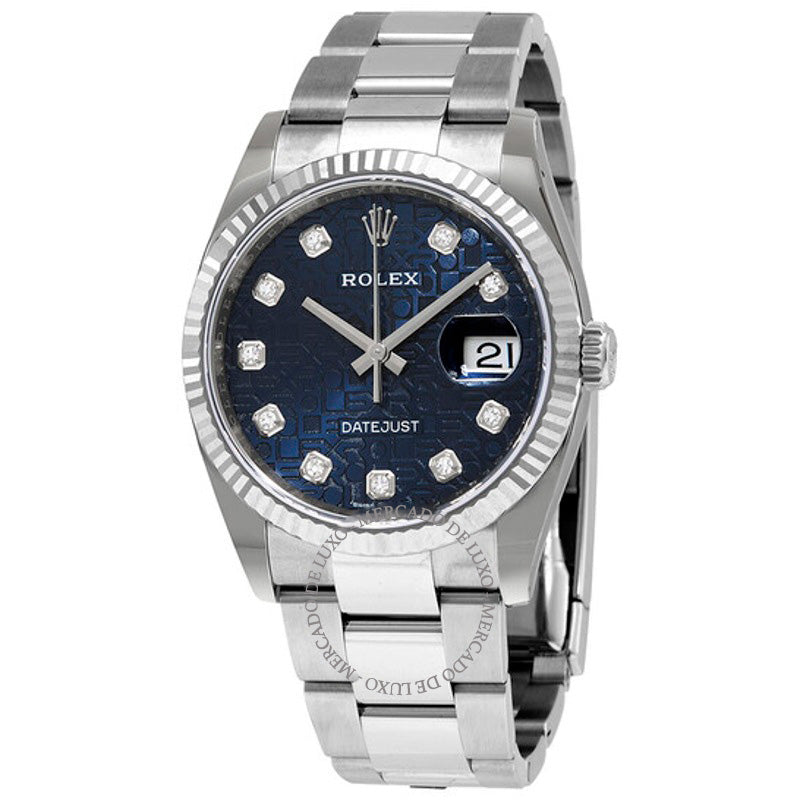 Relógio Oyster Datejust 36 Blue Jubilee com Mostrador de Diamante 36 mm - Mercado de Luxo - O Maior E-Commerce de Bens, Produtos e Serviços de Luxo do Brasil.
