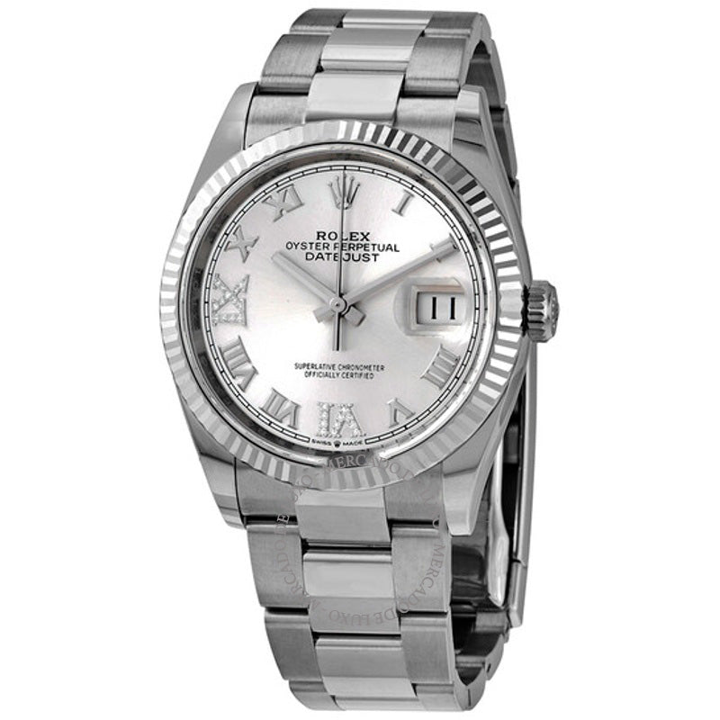 Relógio Oyster Automático Datejust 36 Prata com Mostrador de Diamante  - Mercado de Luxo - O Maior E-Commerce de Bens, Produtos e Serviços de Luxo do Brasil.