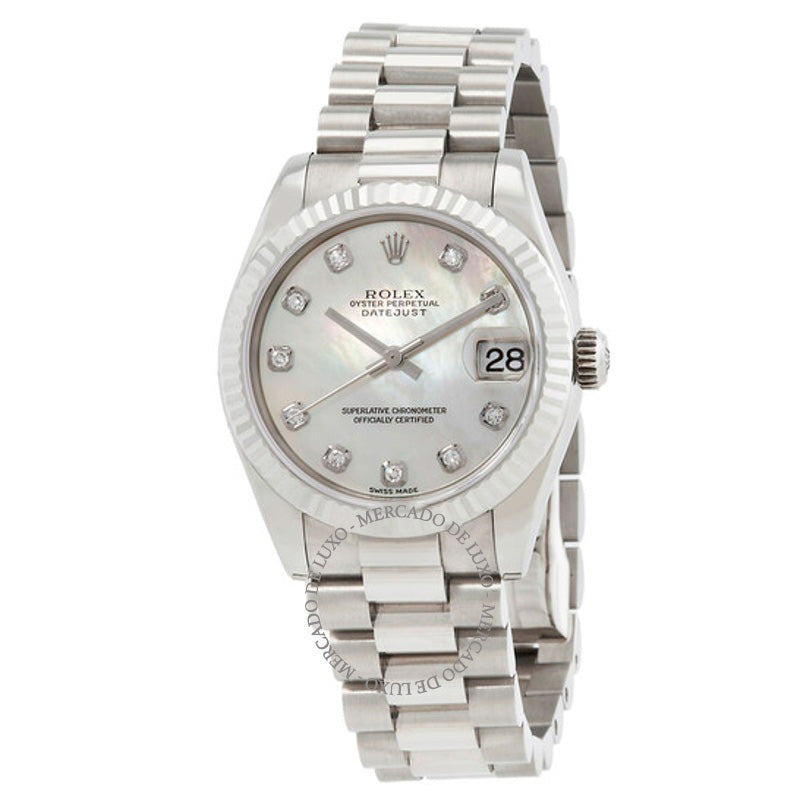 Relógio Datejust Automático Diamante Branco Madrepérola Mostrador 31 mm - Mercado de Luxo - O Maior E-Commerce de Bens, Produtos e Serviços de Luxo do Brasil.