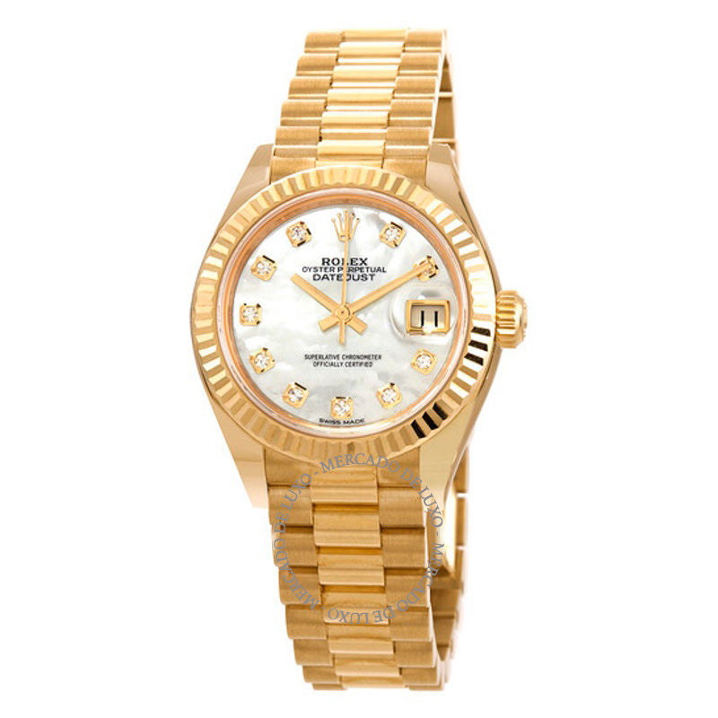 Relógio Lady Datejust Cronômetro Automático Diamante Branco Madrepérola Mostrador 28 mm - Mercado de Luxo - O Maior E-Commerce de Bens, Produtos e Serviços de Luxo do Brasil.