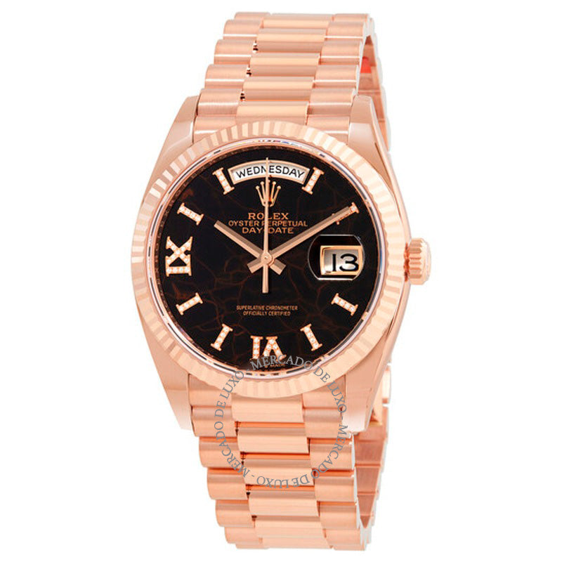 Relógio Day-Date 36 Automático Ouro Everose 18k Diamante Mostrador Eisenkiesel 36 mm - Mercado de Luxo - O Maior E-Commerce de Bens, Produtos e Serviços de Luxo do Brasil.